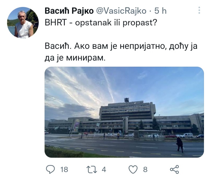 BHRT će protiv Vasića podnijeti prijavu nadležnim institucijama